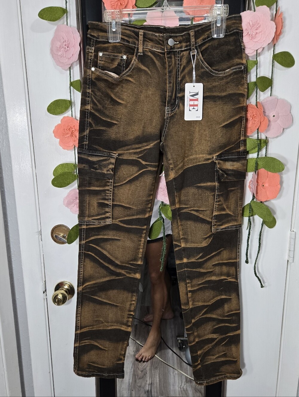 HME MEN'S stretchy Skinny Jeans Brown Sz 30 Short NWT